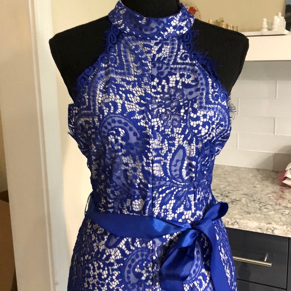 Fits 4-6 Romper Blue Halter lace - Picture 4 of 8